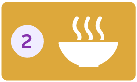 na imagem possui o número 2 e ao lado um ícone de um prato de comida quente