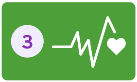 na imagem possui o número 3 e ao lado um íconede batimento cardáco