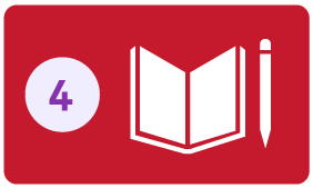 na imagem possui o número 4 e ao lado um ícone de um caderno e um lápis