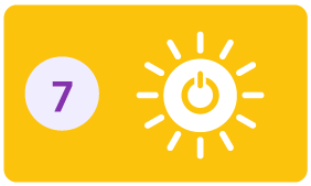 na imagem possui o número 7 e ao lado um ícone de um sol com um botão de ligar ao centro