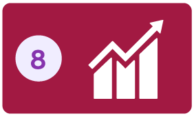 na imagem possui o número 8 e ao lado um ícone de um gráfico apontando crescimento