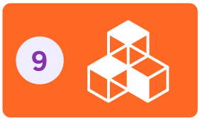 na imagem possui o número 9 e ao lado um ícone com caixas empilhadas