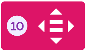 na imagem possui o número 10 e ao lado um símbolo de igual com quatro setas ao redor