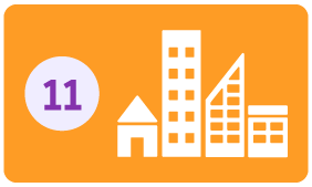 na imagem possui o número 11 e ao lado um ícone de vários prédios