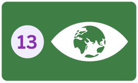 na imagem possui o número 13 e ao lado um ícone de um olho com o Globo Terrestre ao centro