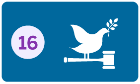 na imagem possui o número 16 e ao lado uma pomba em cima de um martelo