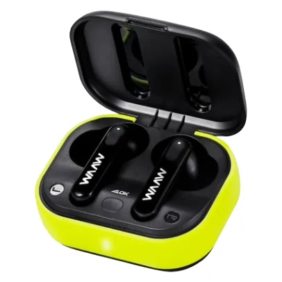 Foto do fone de ouvido dentro da caixinha de tampa aberta