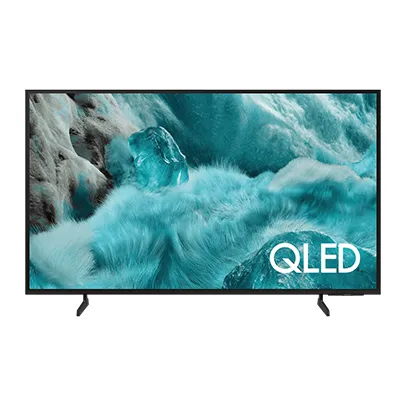 Imagem de uma TV, preta com uma imagem abstrata de ondas na tela.