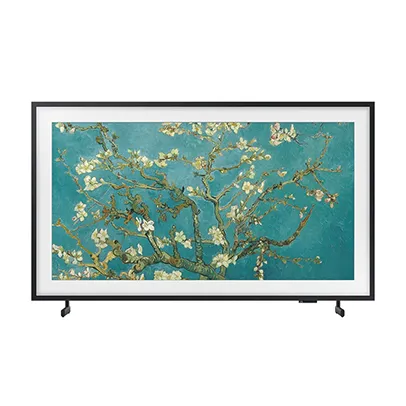 Imagem de uma TV, preta com uma pintura do Van Gogh na tela.