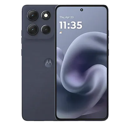 imagem de dois celulares da linha Motorola Moto G86, frente e verso.