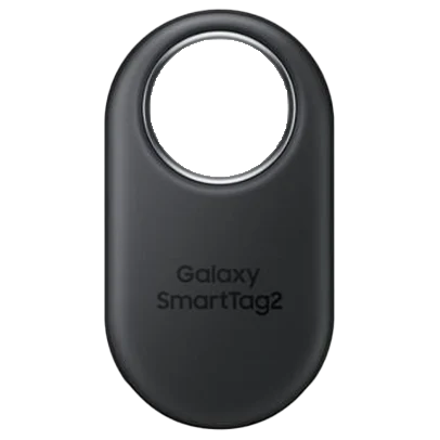 Imagem de um objeto, na cor preta, laterais arredondadas, com um grande furo em um dos lados.