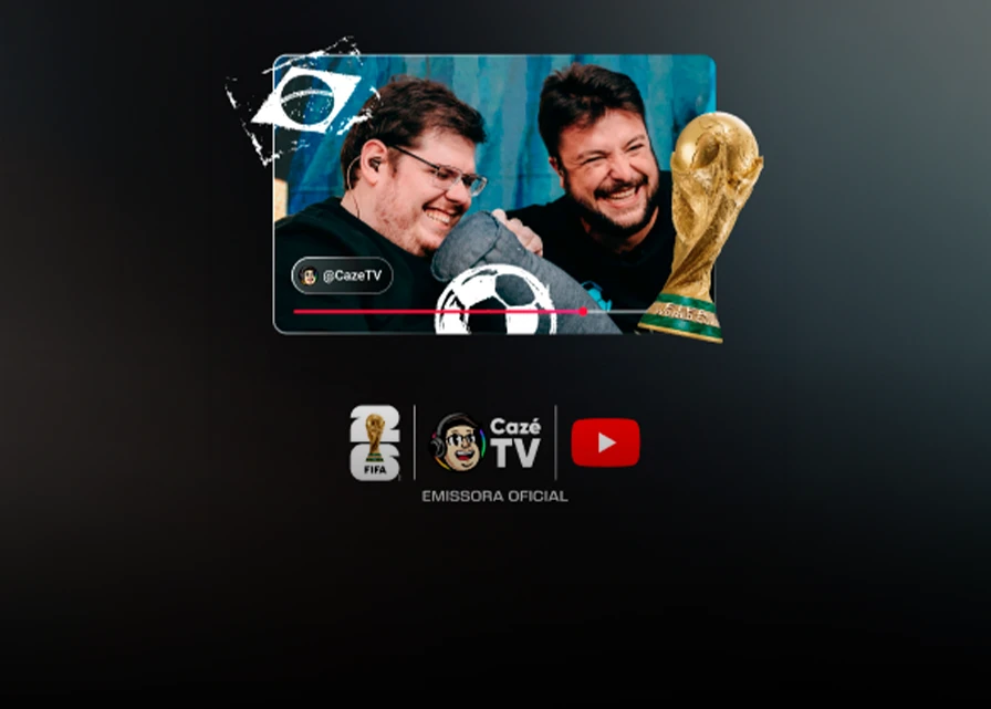 Imagem de divulgação do canal CazéTV para transmissão dos jogos da Copa.