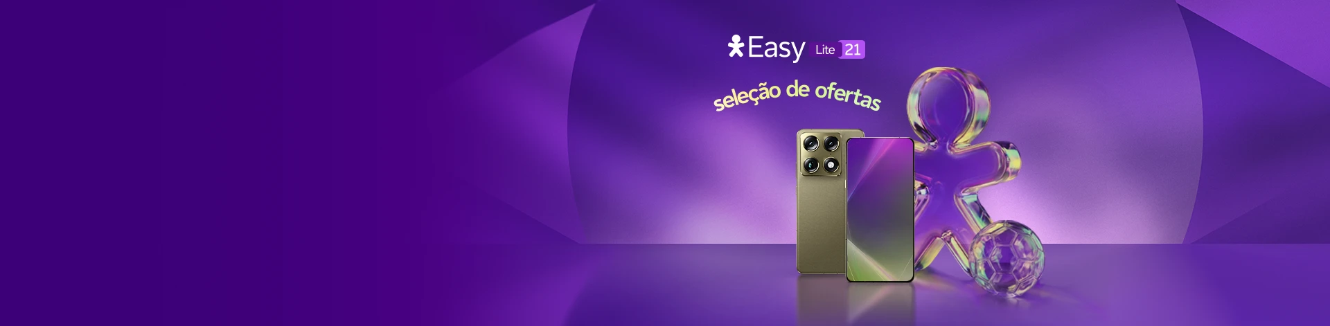 Imagem com vivinho e bola de futebol com smartphone Moto G86, lê-se: "Seleção de ofertas"