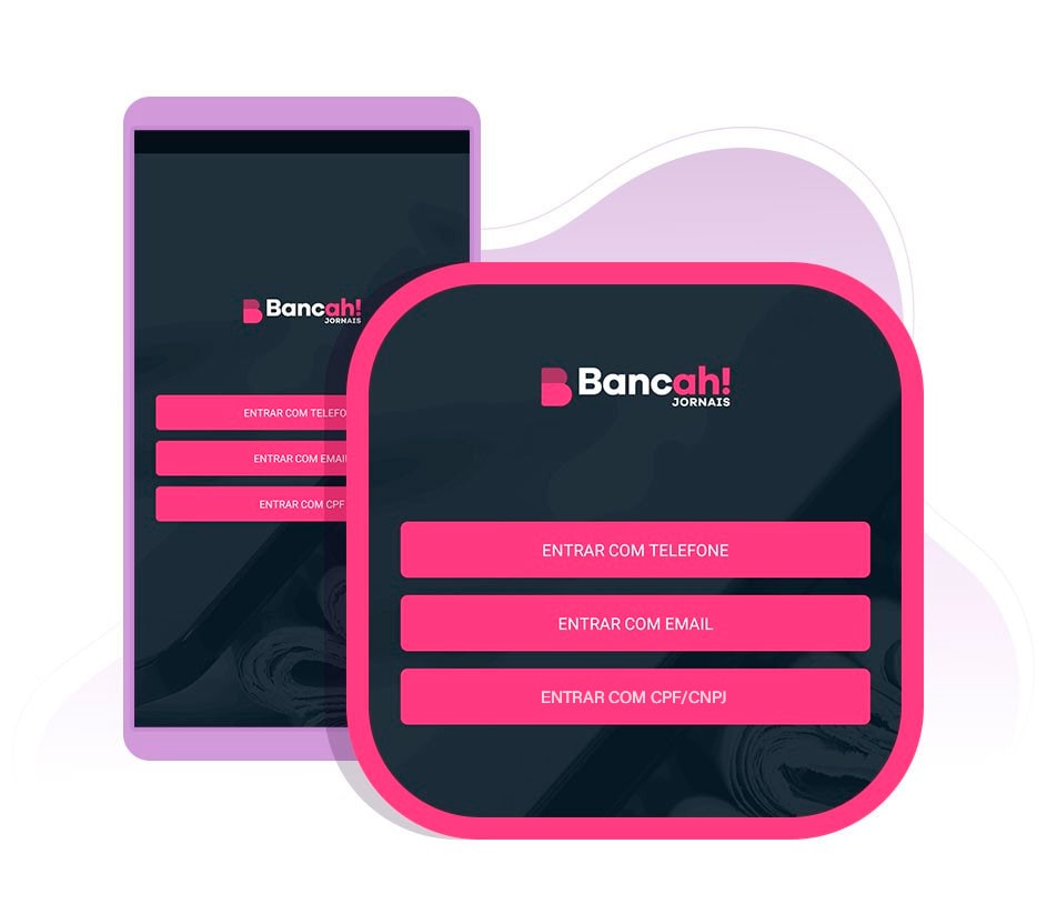 Detalhe da tela de login do aplicativo Bancah de Jornais