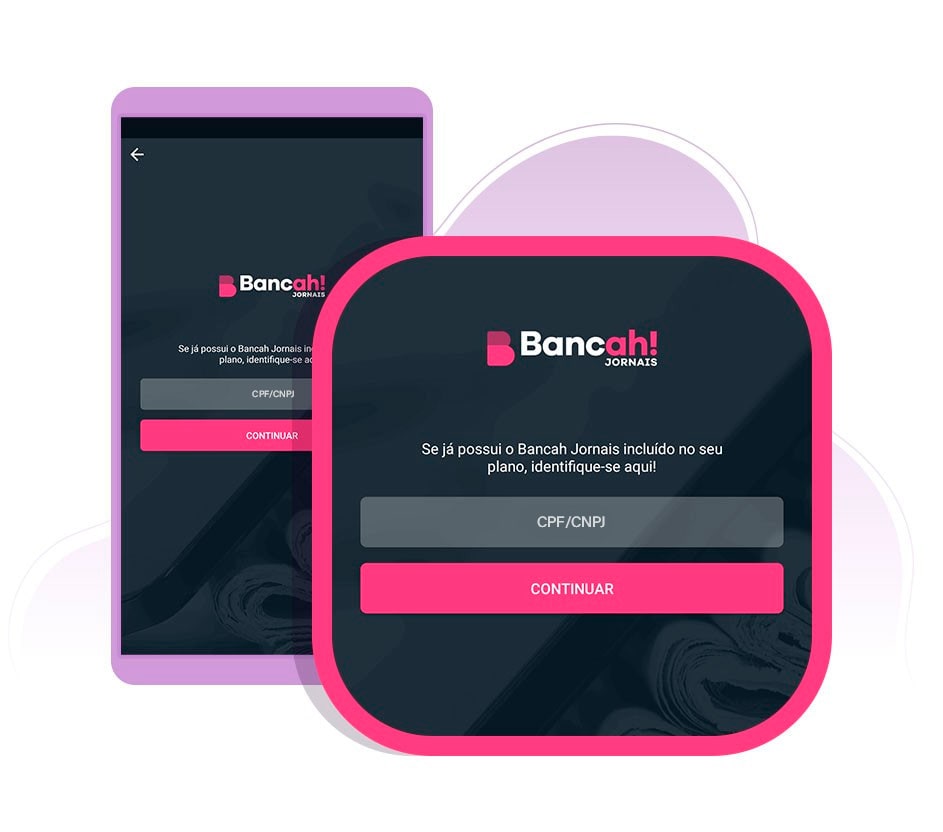 Detalhe da tela de login do aplicativo Bancah de Jornais