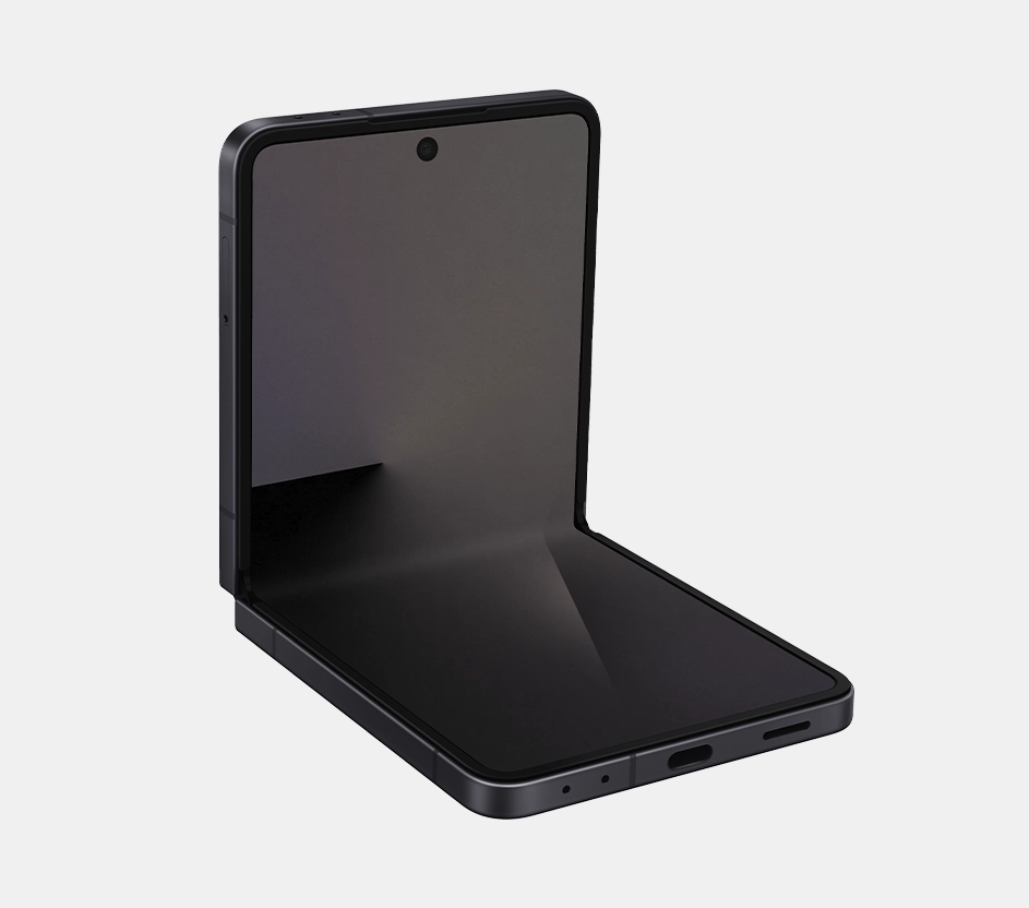 Smartphone Galaxy Z Flip 7 semi aberto.