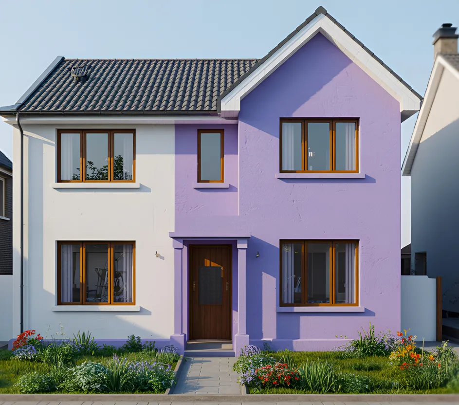 Foto de uma casa vista de frente.