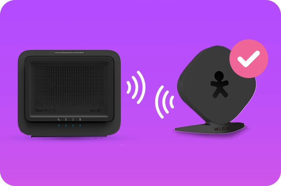 Modem Wi-Fi 6 preto e Repetidor Wi-Fi 6 preto.