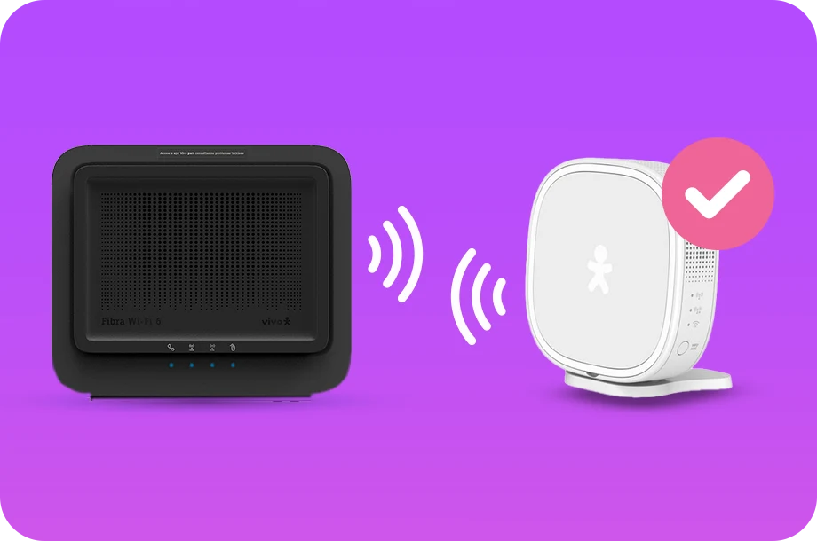 Modem Wi-Fi 6 preto e Repetidor Wi-Fi 7 branco.