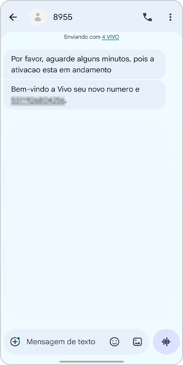 Tela com SMS recebido de nomo número.