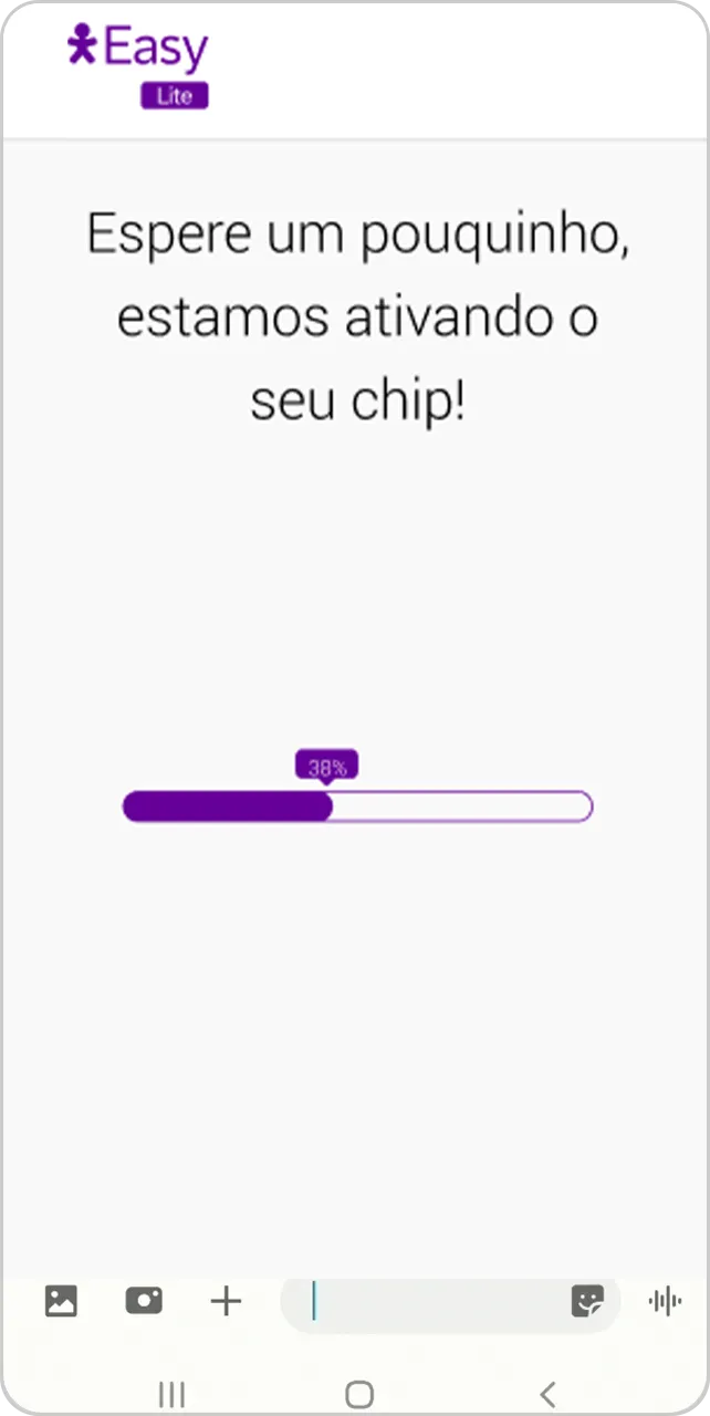 Tela do Easy Lite com mensagem de espera.