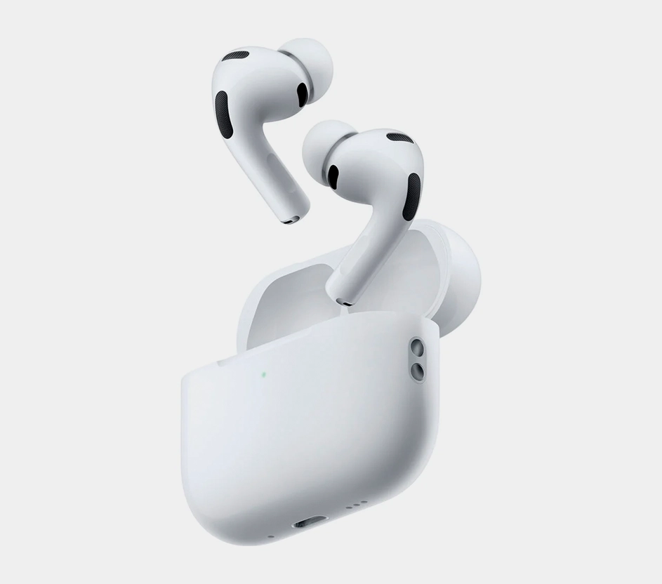 Imagem promocional de AirPods Pro 3 na cor branca.