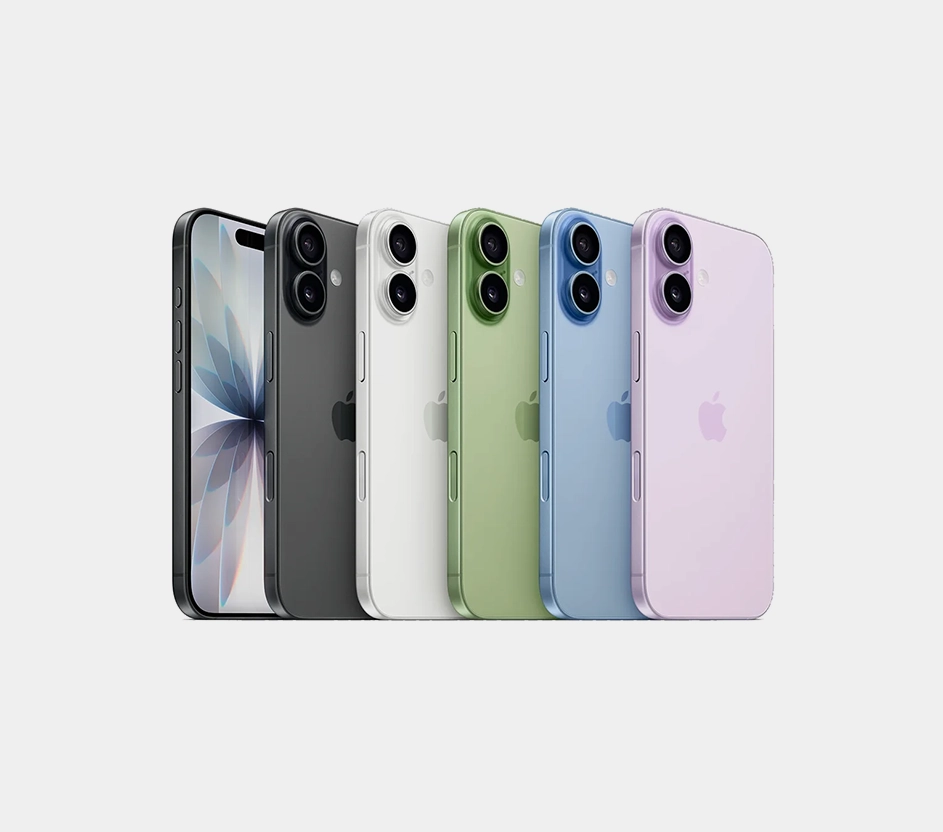 Imagem promocional de aparelhos iPhone 17 lado a lado em cores diversas.