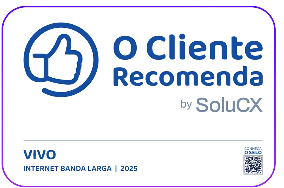 Lê-se: "O Cliente Recomenda by SoluCX. Vivo Internet Banda Larga 2025."