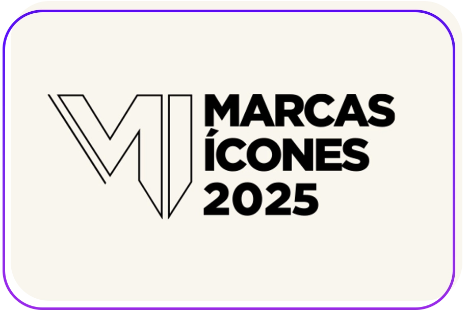 Imagem com ícone das letras "M e L", lê-se "Marcas Ícones 2025".