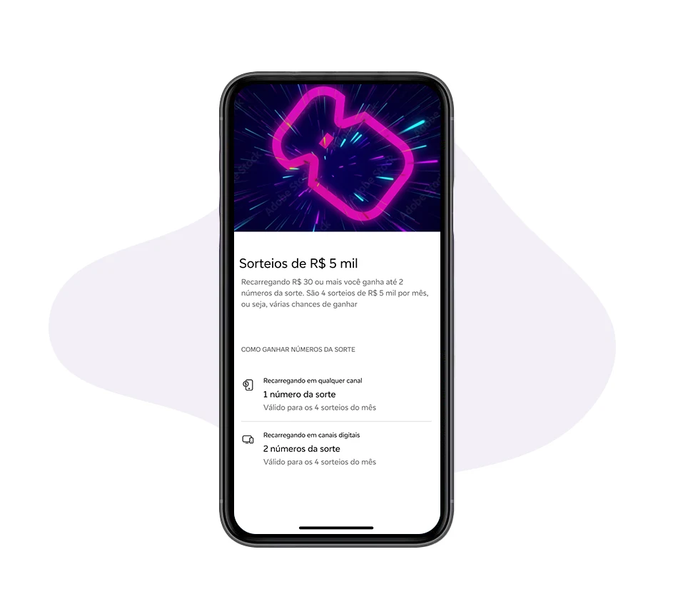 Captura de tela da seção do app sobre o prêmio de 5 mil.