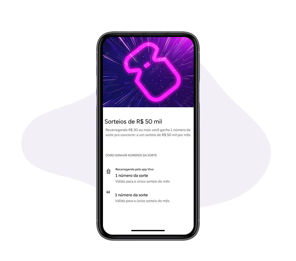 Captura de tela da seção do app sobre o prêmio de 50 mil.