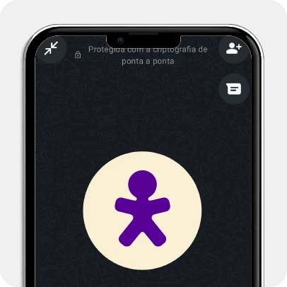 Mockup de celular com tela de chamada e ícone do app WhatsApp.