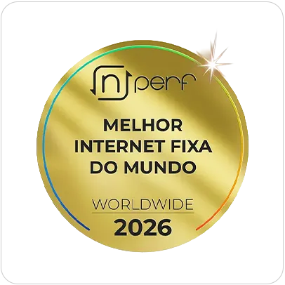Selo nPerf Melhor Internet Fixa do Mundo 2026.