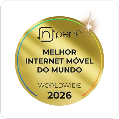 Selo nPerf Melhor Internet Móvel do Mundo 2026.
