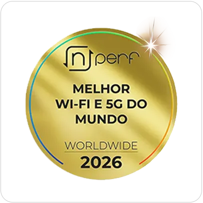 Selo nPerf Melhor Wi‑Fi e 5G do Mundo 2026.