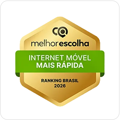Selo Melhor Escolha Internet Móvel Mais Rápida 2026.