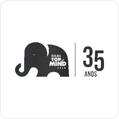 Selo Folha Top of Mind 35 Anos 2025.