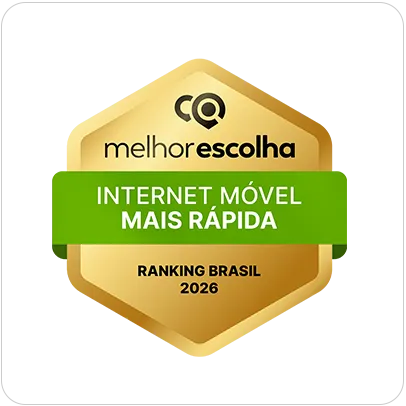 Selo Melhor Escolha Internet Móvel Mais Rápida 2026.