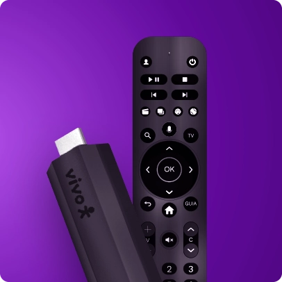 Imagem do aparelho Stick Vivo TV na cor preta.