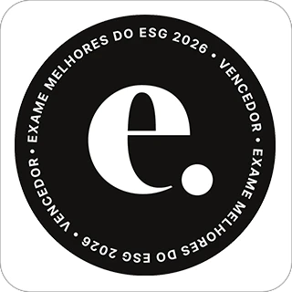 Selo de vencedor do prêmio Melhores do ESG 2026 da revista Exame.