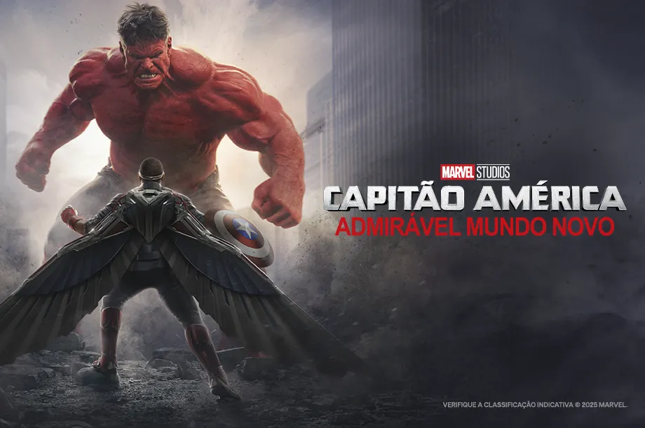 Imagem promocional do filme Capitão América - Admirável Mundo Novo, na capa Hulk e Capitão América.