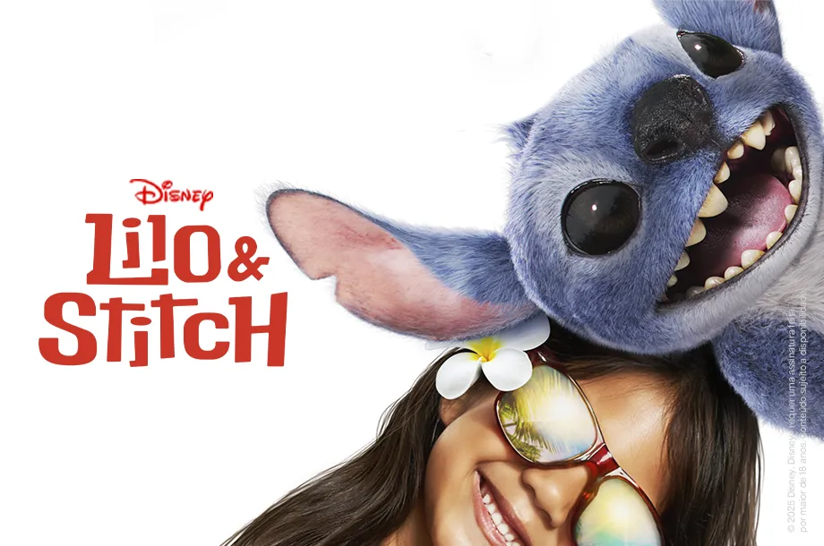 Imagem com personagens Lilo e Stitch juntos, ao lado logo Disney