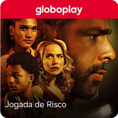 Personagens da série Jogada de Risco em composição promocional do Globoplay.