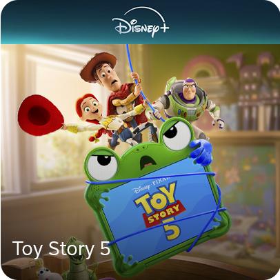 Personagens de Toy Story 5 em destaque no Disney+.