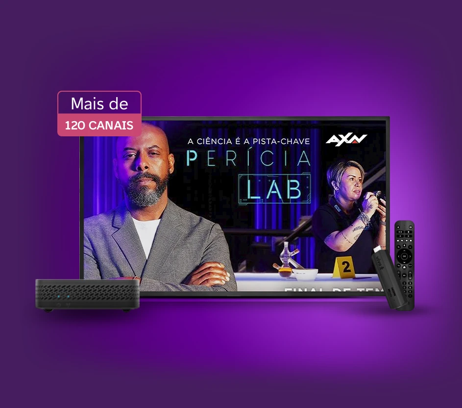 Imagem com vários dispositivos com a programação Vivo TV na tela.