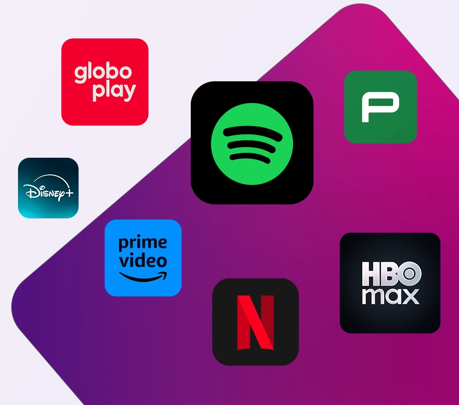 Imagem com diversos ícones de aplicativos flutuando