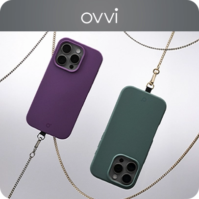 Capinhas de celular Ovvi com alça de corrente, em fundo claro.