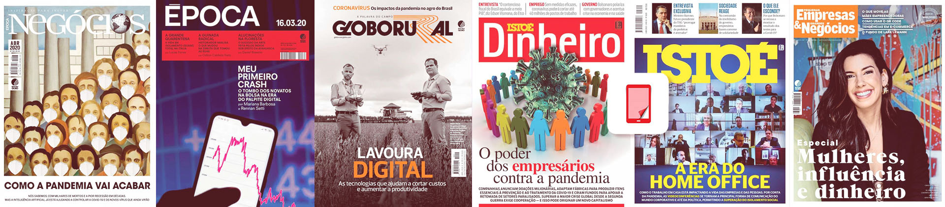 Imagem de diversas capas de revistas e o logo do aplicativo Clube de Revistas