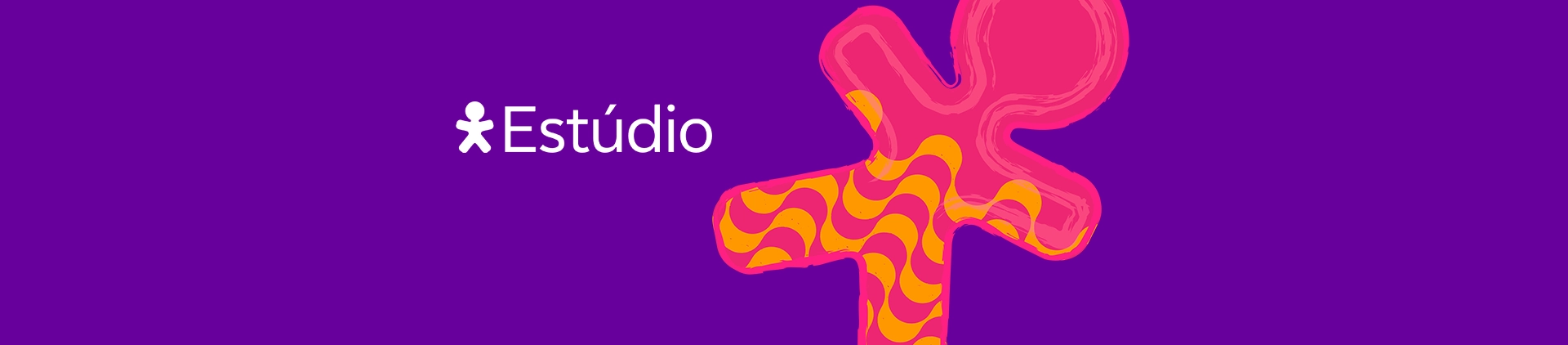 Imagem com fundo roxo, vivinho nas cores rosa e amarelo e ao lado logo Vivo Estúdio