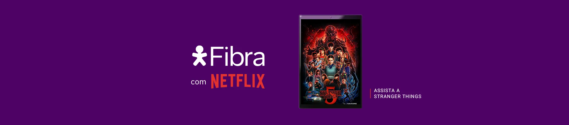 Imagem de um tablet com o poster dos personagens de Stranger Things